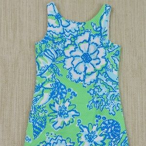 LILLY PULITZER LITTLE DELILAH Girls Sz 12 Go Go Green Floral Shift Dress